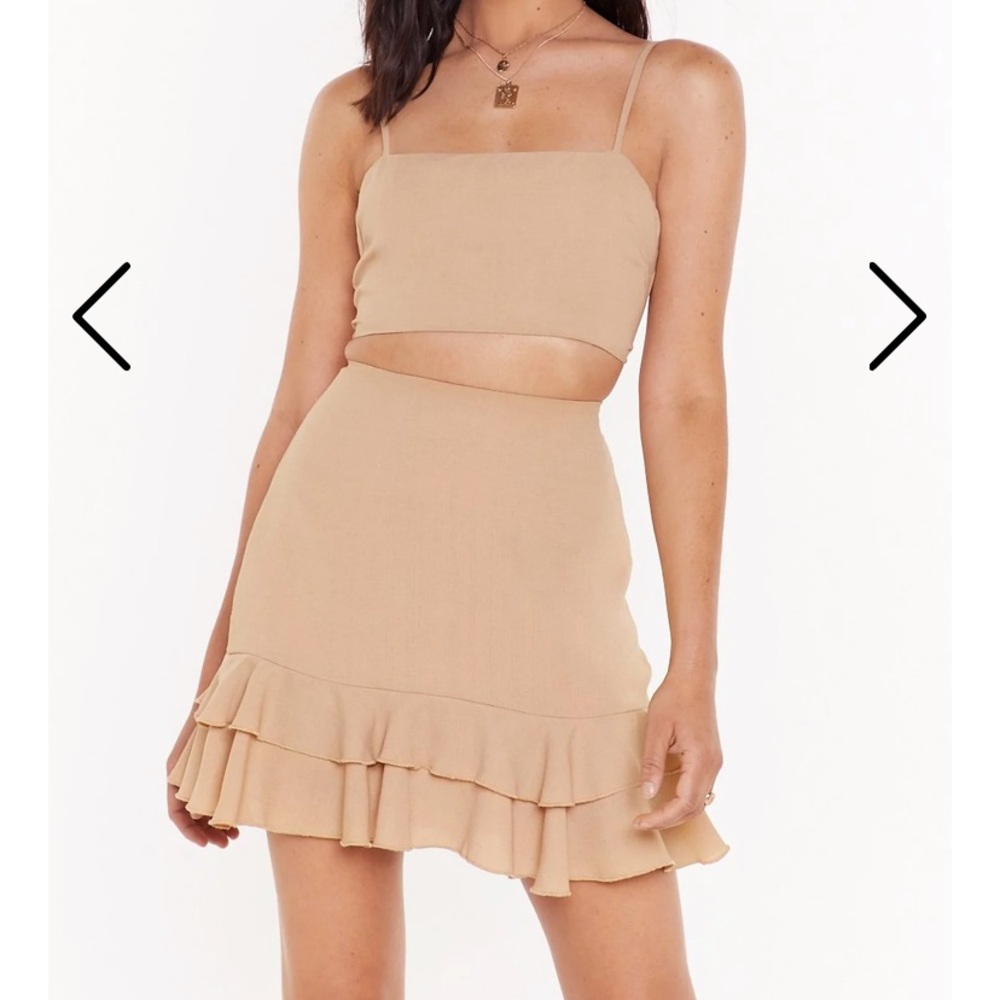 Sage green flounced mini skirt